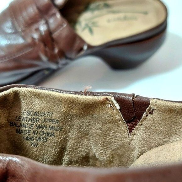 Easy Spirit ESCalvert Women's 7W Brown Leather Slip On Clog / Mule - Picture 7 of 9